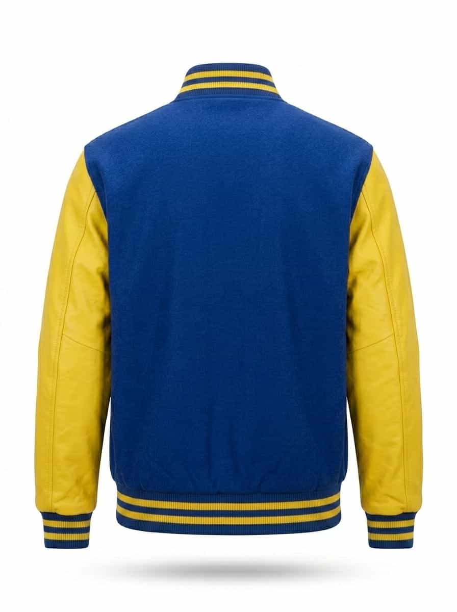 Premium Navy Blue and Yellow Varsity Jacket thumbnail 2
